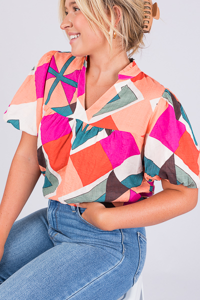 Printed Perfection Top, Pink