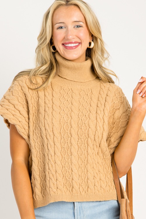 Heather Cable Sweater, Taupe