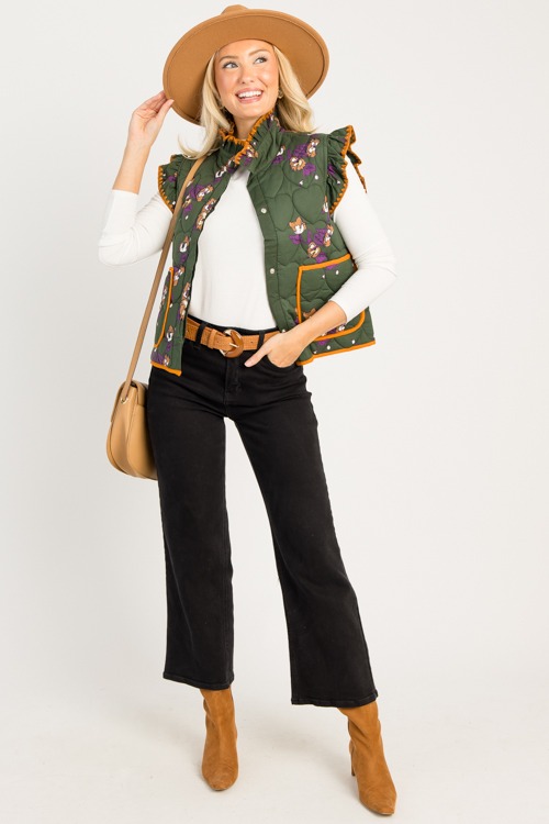 Floral Contrast Trim Vest, Oliv - 0815-111.jpg