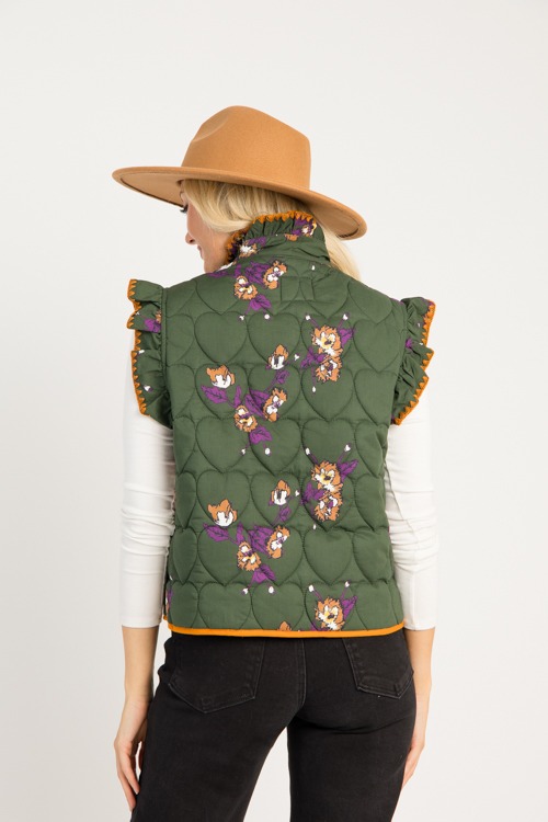 Floral Contrast Trim Vest, Oliv - 0815-116.jpg