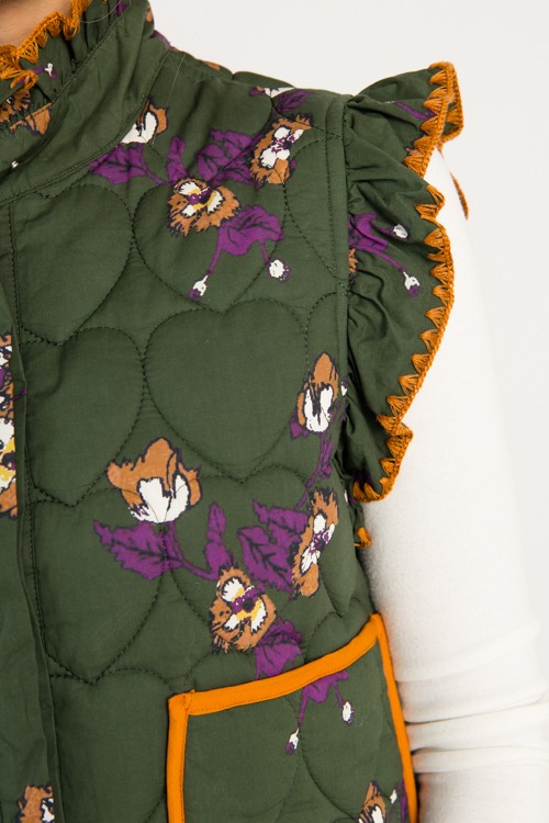 Floral Contrast Trim Vest, Oliv - 0815-117h.jpg