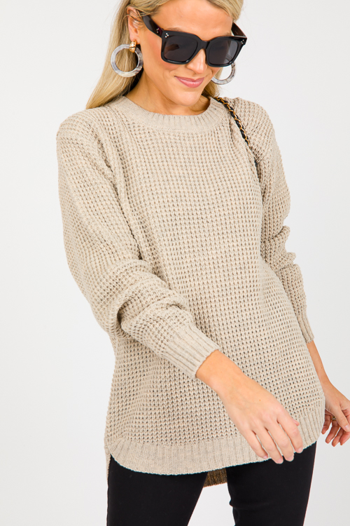 Waffle Sweater, H. Beige