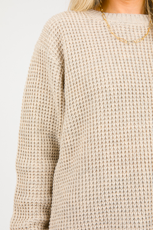 Waffle Sweater, H. Beige