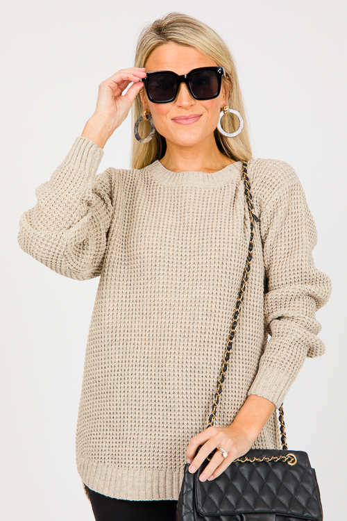 Waffle Sweater, H. Beige