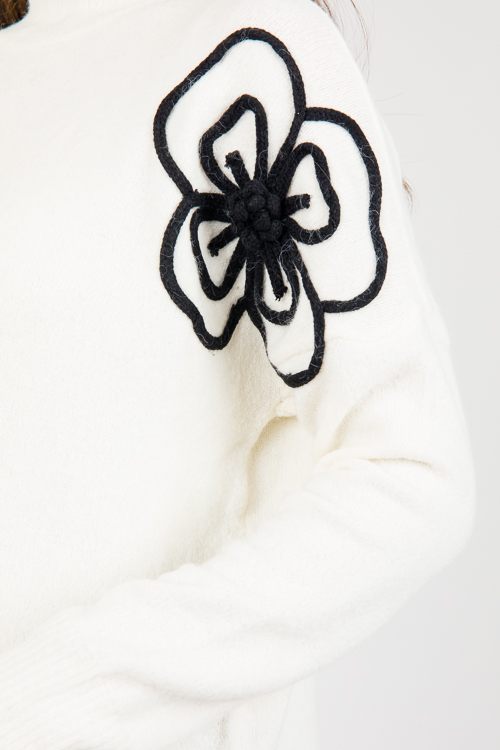 Double Flower Sweater, Ivory