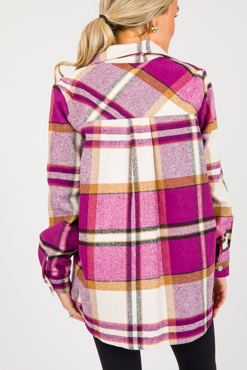 Briana Plaid Shacket, Plum