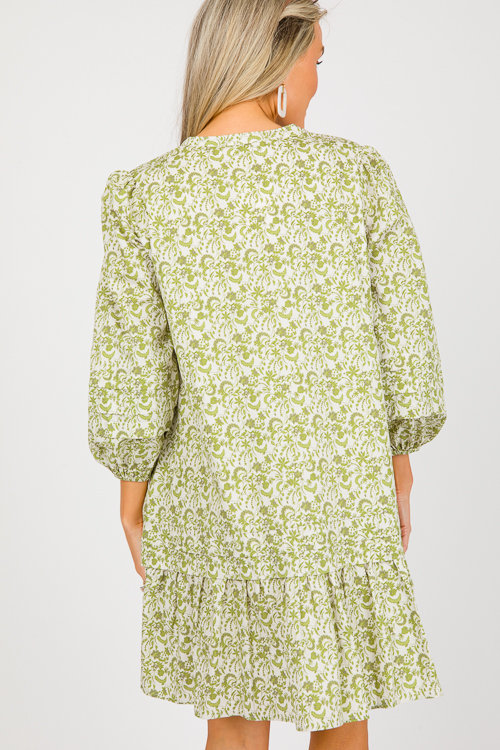 Velma Floral Dress, Olive