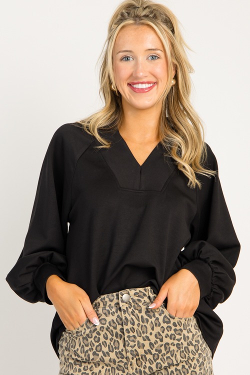 Jane V-Neck Pullover, Black