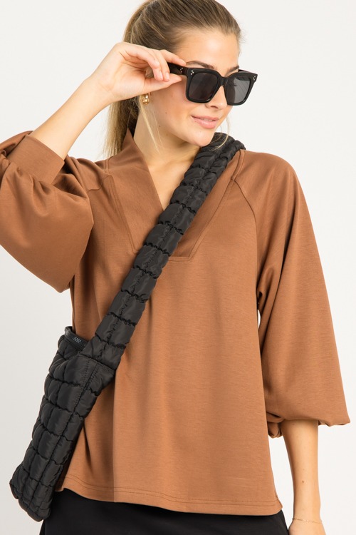 Jane V-Neck Pullover, Chocolate