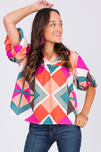 Printed Perfection Top, Pink
