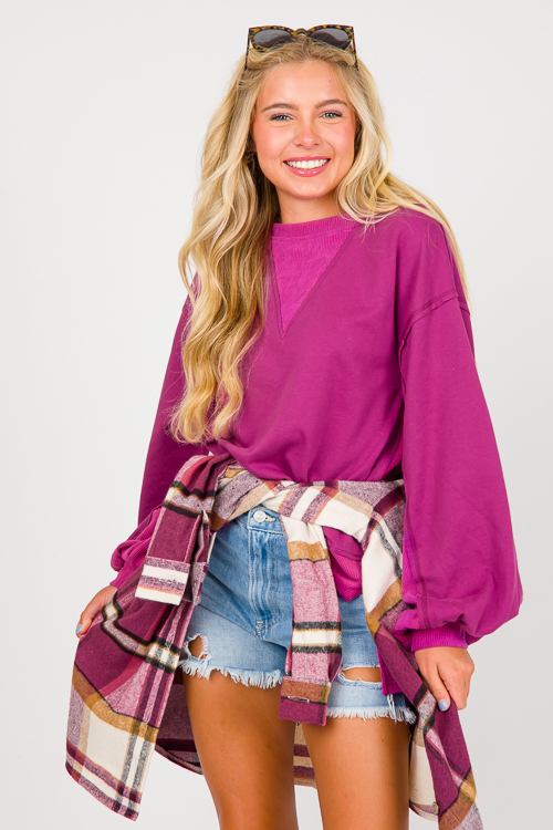 Briana Plaid Shacket, Plum