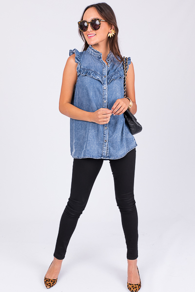 Dallas Denim Ruffle Top,