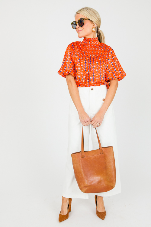 Gold Button Canvas Pants, Cream