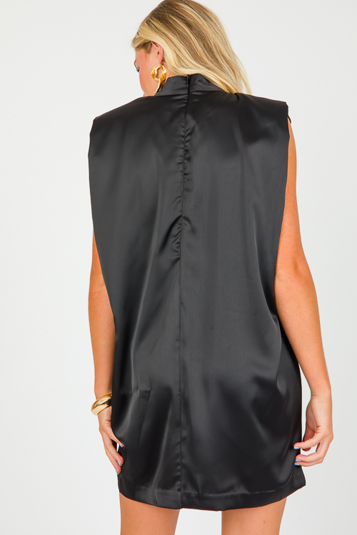 Elevated Satin Dress, Black