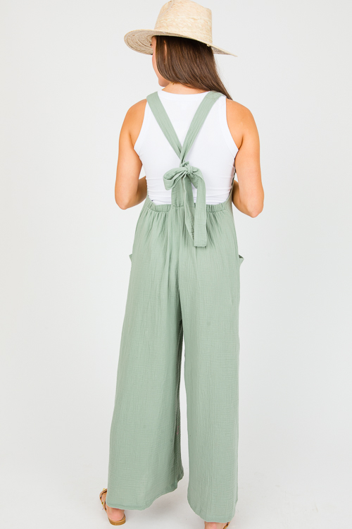 Tie Back Gauze Jumper, Olive Grey SALE The Blue Door Boutique