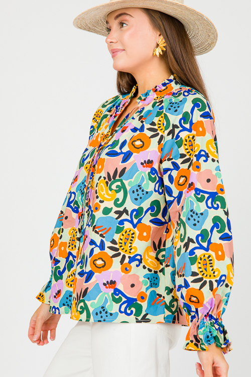 Floral Garden Button Top