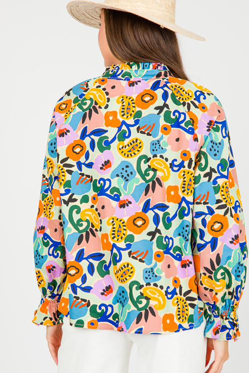 Floral Garden Button Top