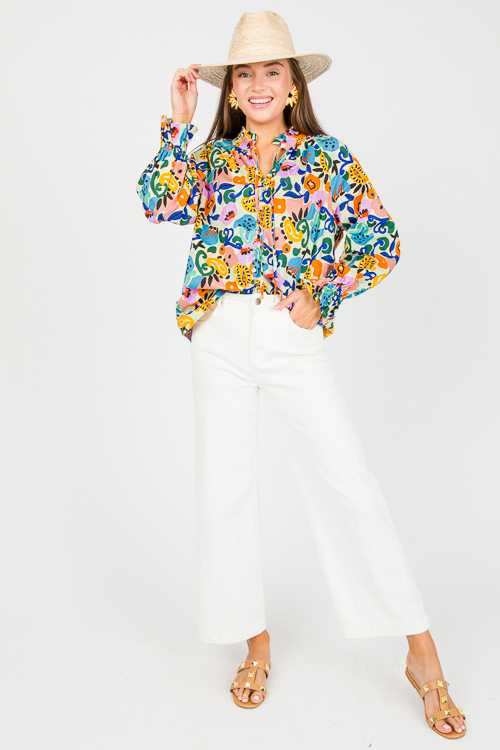 Floral Garden Button Top