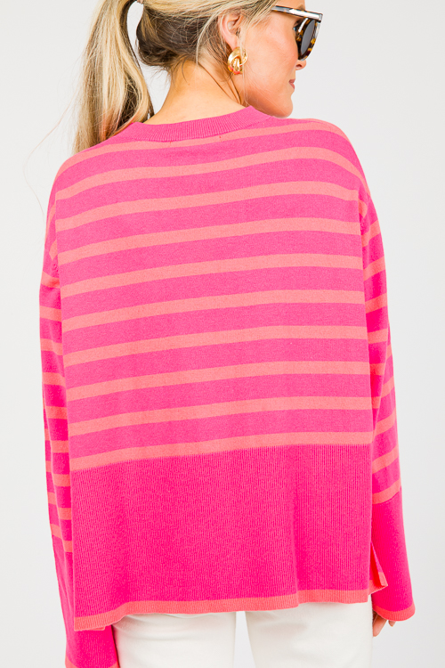 Bright Stripes Sweater, Fuchsia/Orange