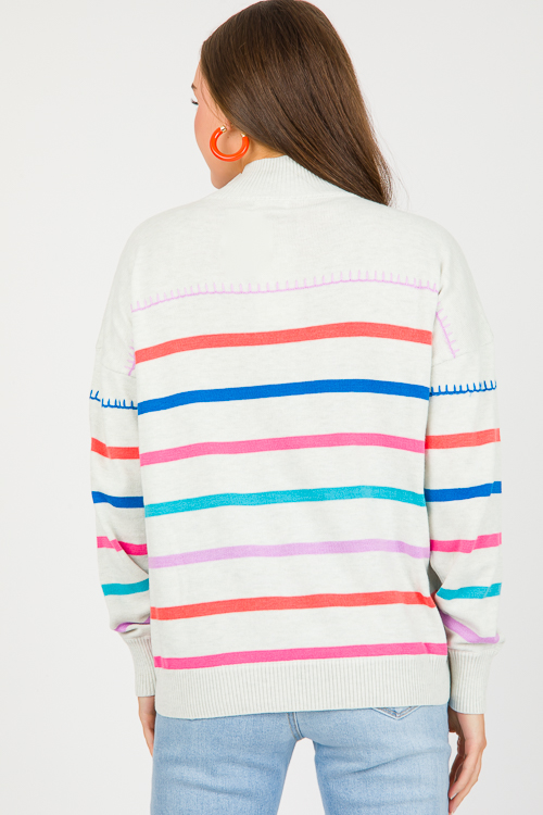 Multi Stripe Stitch Sweater, H. Grey