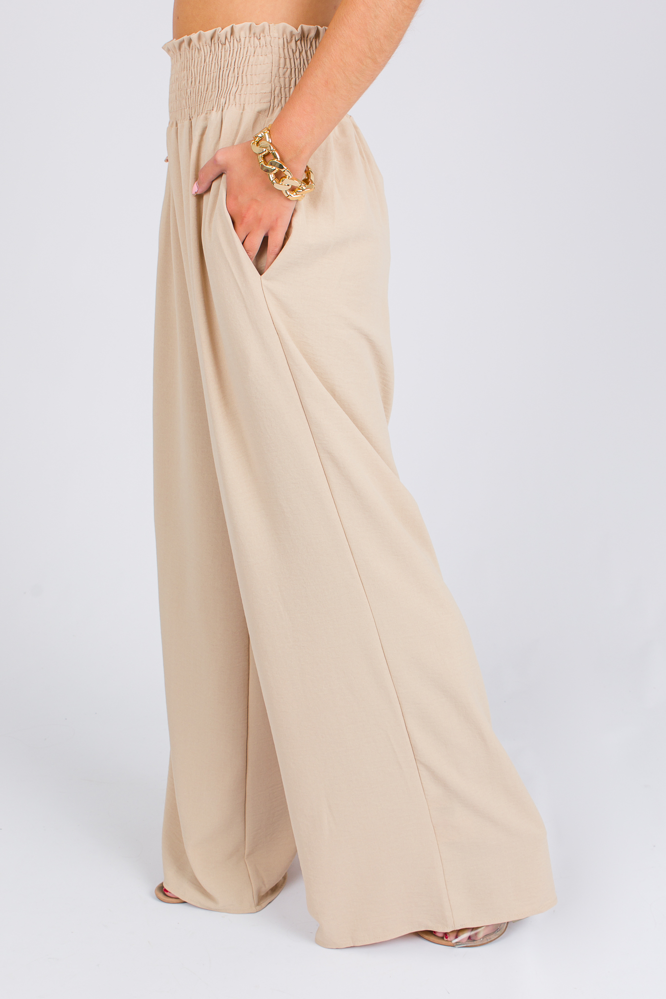 Easy Wide Leg Pants, Taupe