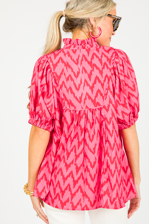 Abstract Blouse, Hot Pink