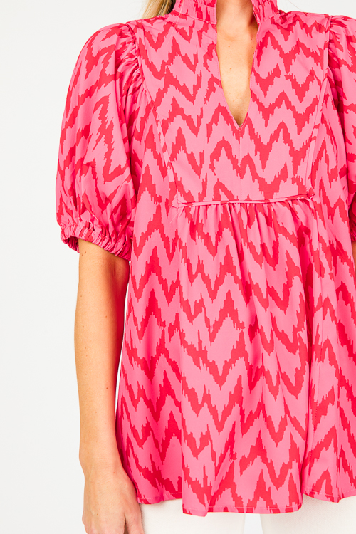 Abstract Blouse, Hot Pink