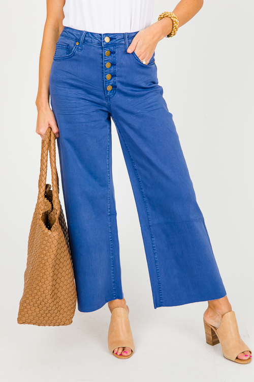 Jen Button Fly Jeans, Royal Blue - New Arrivals - The Blue Door Boutique