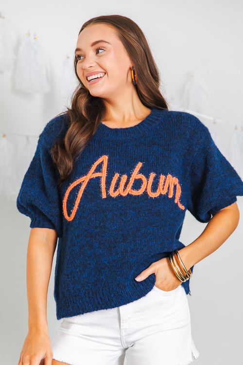 Melody Earrings, Navy/Orange