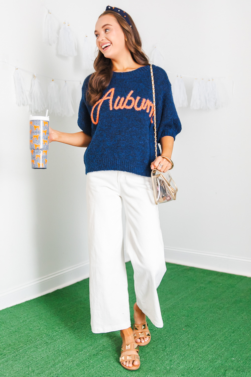 Auburn Sweater, Navy/Orange