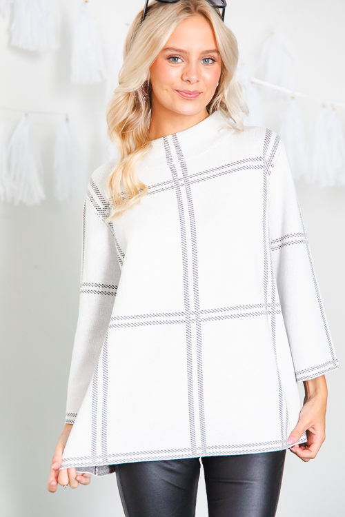 Audrey Sweater, White Check