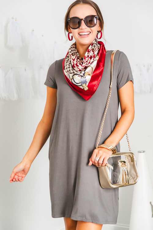 Jersey T-Shirt Dress, Charcoal