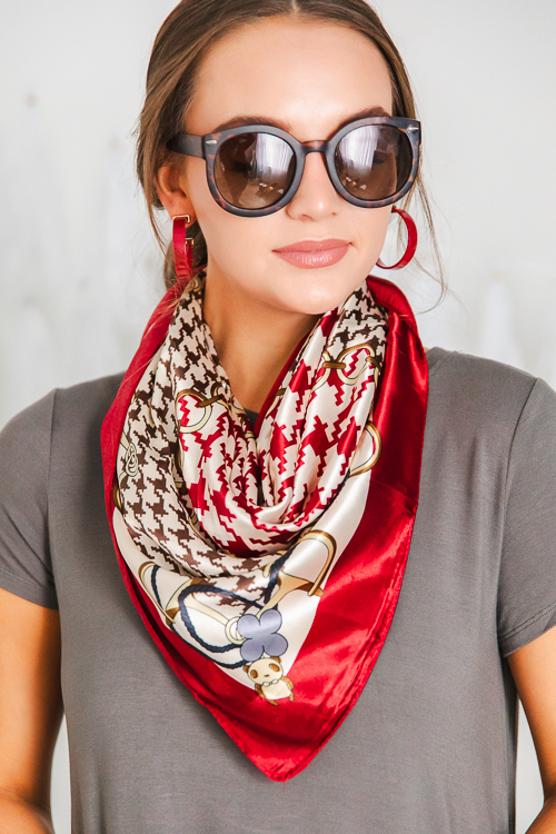 Houndstooth Scarf, Red