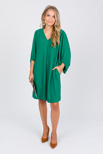 Sheila Pleat Dress, Hunter