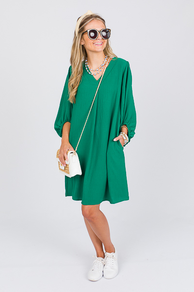 Sheila Pleat Dress, Hunter