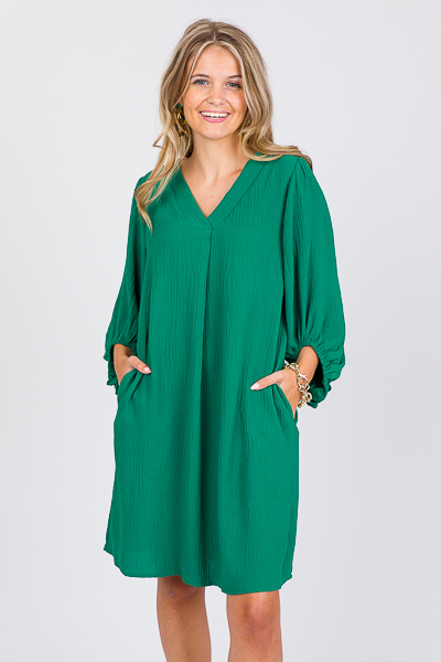 Sheila Pleat Dress, Hunter