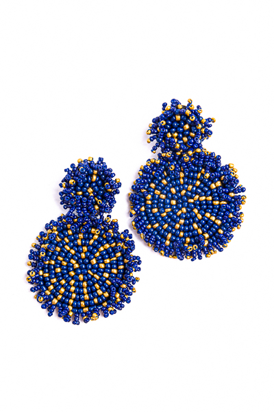 Beaded Gold Speck Disc, Navy