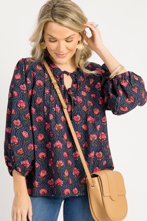 Rosalie Tie Neck Top, Midnight