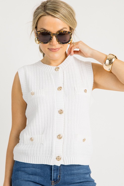 Eloise Button Sweater, Off White