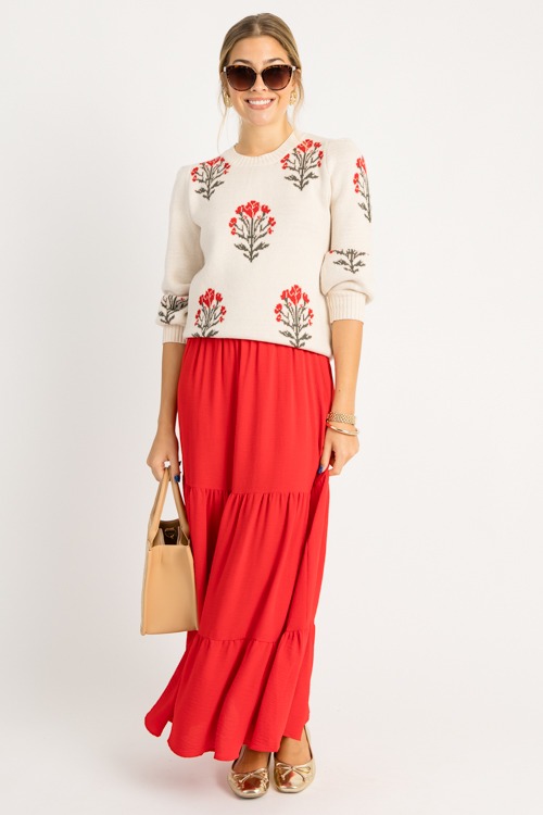 Floral Bloom Sweater, Ecru