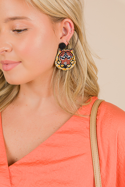 Beaded Tiger Earrings