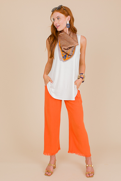 Cropped Linen Pant, Orange