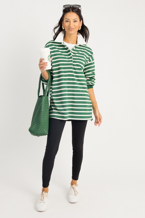 Ilona Rugby Top, Green/Cream