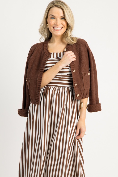 Daphne Button Cardigan, Chocolate