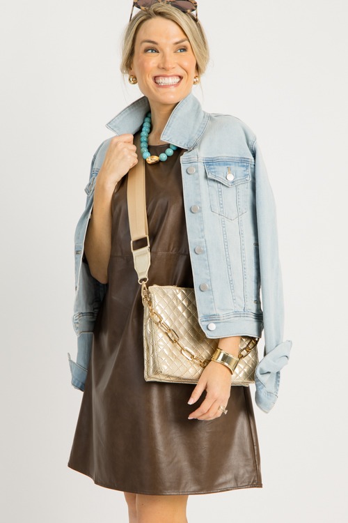 Espresso Leather Dress, Brown