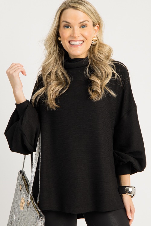 Cade Mock Neck Pullover, Black