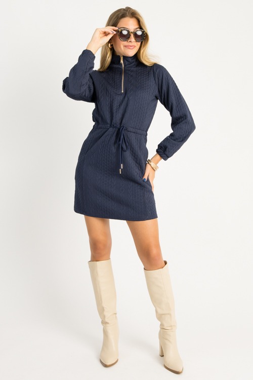 Amber Texture Knit Dress, Midnight