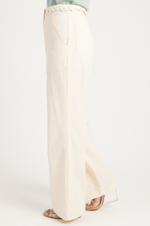 Braided Waist Pants, Cream