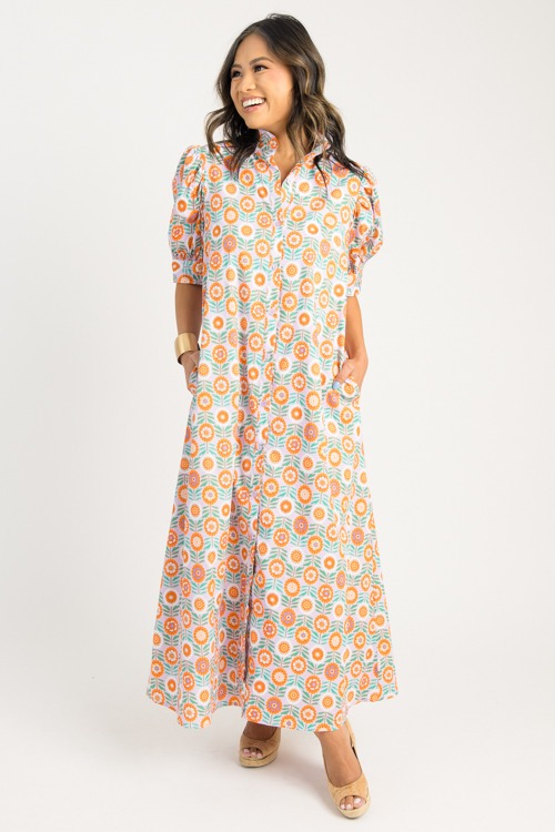 Floral Button Maxi, Lavender