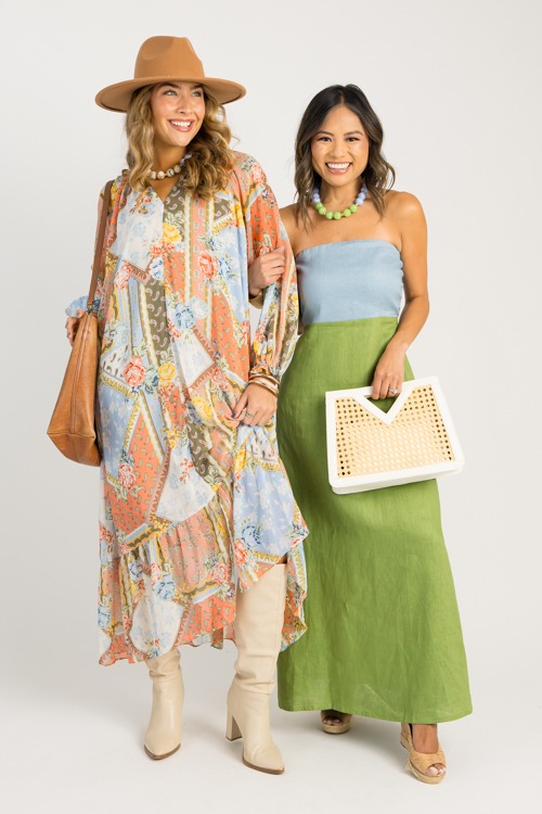 Colorblock Linen Maxi, Blue